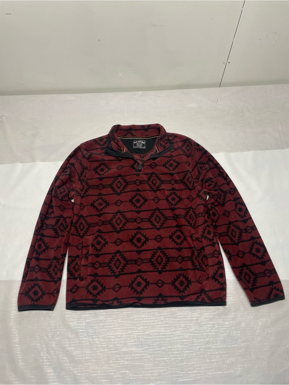MBX Men's Red Patterned 1/4 Sweater Sz:Large